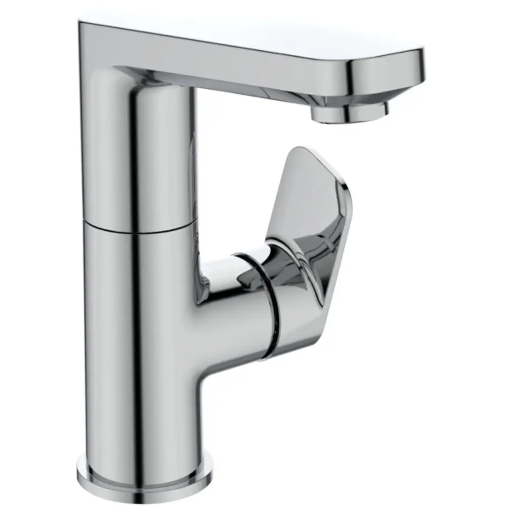 Chromfarbene Armatur von Ideal Standard mit einem hohen Auslauf und einem seitlichen Hebel zur Steuerung des Wasserflusses.
